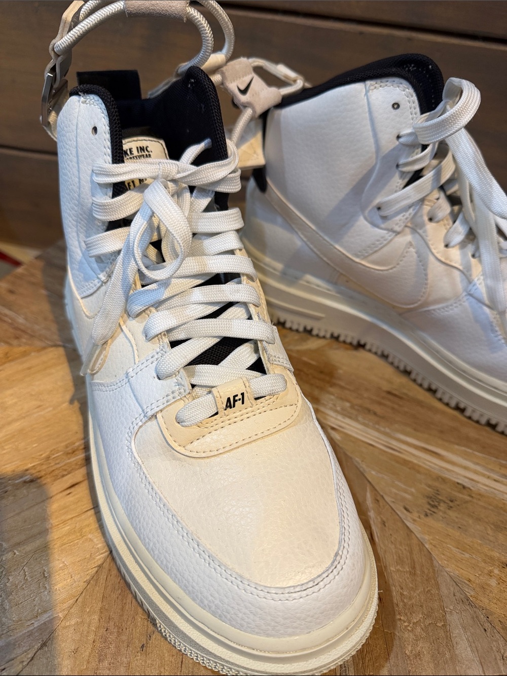 Nike AF-1 High-Top Sneakers in White and Black Accents